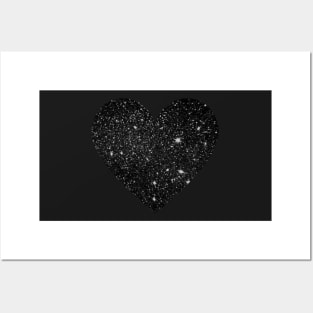 Black Faux Glitter Heart Posters and Art